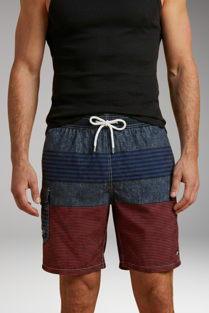 Men's Swim Shorts with Stretch Waistband and Tropical Print