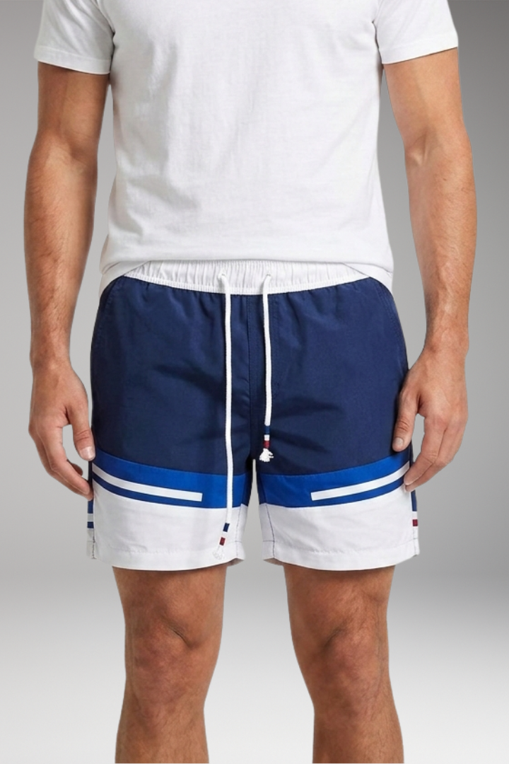 Men's Swim Shorts with Striped Pattern for Swimming and Beach Activities