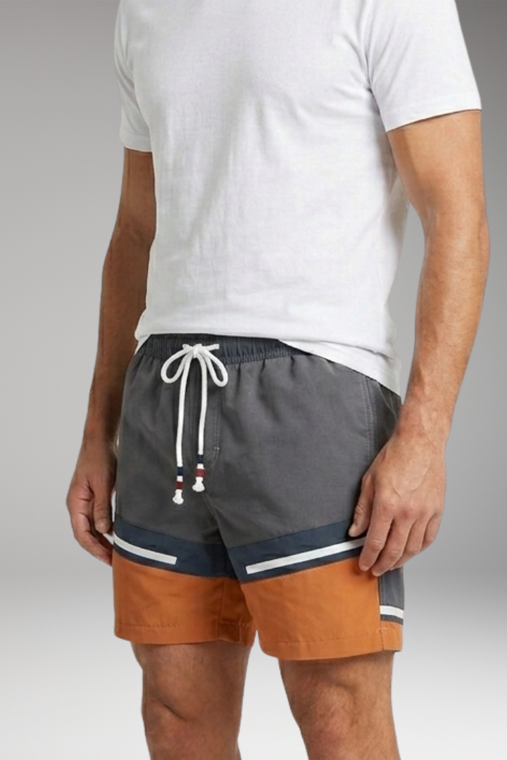 Men's Swim Shorts with Striped Pattern for Swimming and Beach Activities