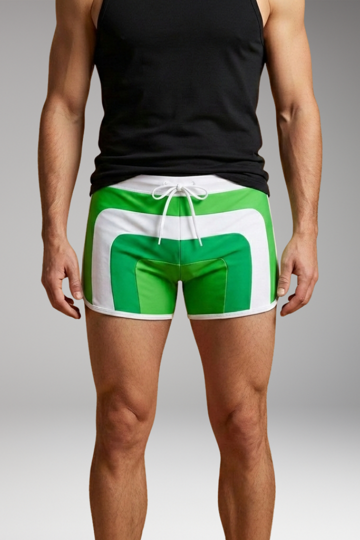 Men's Swim Trunks with Drawstring Waistband and Sporty Design