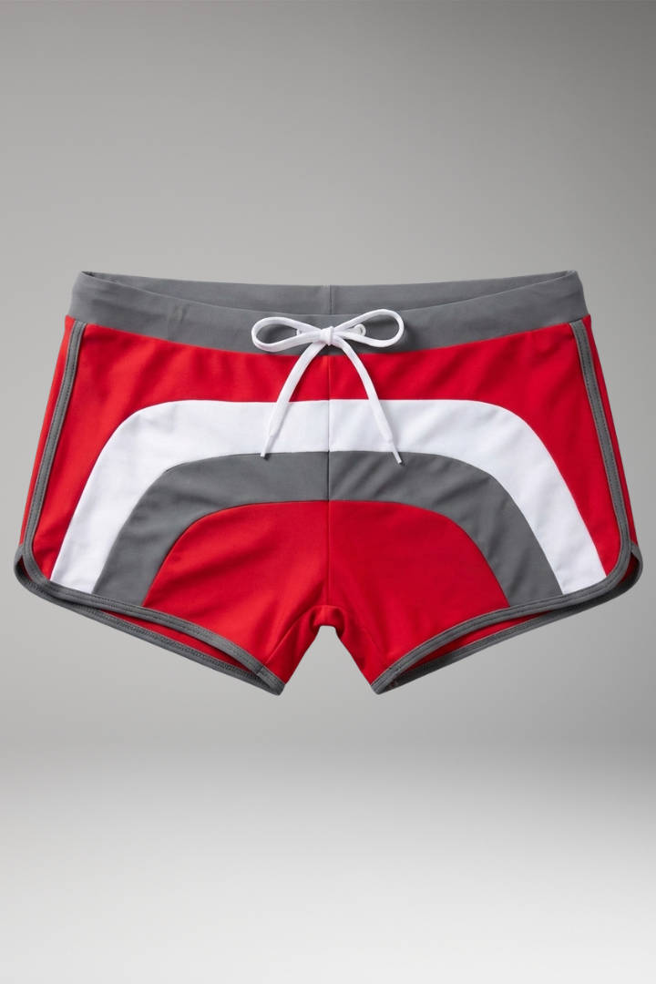 Men's Swim Trunks with Drawstring Waistband and Sporty Design
