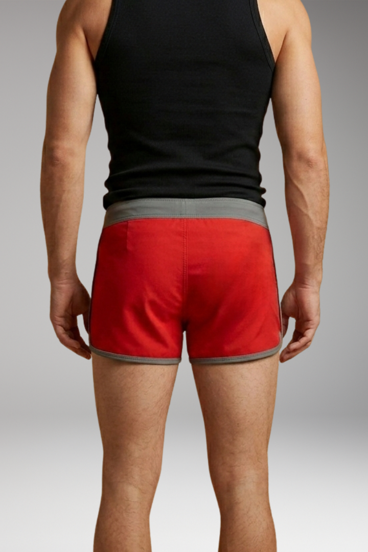 Men's Swim Trunks with Drawstring Waistband and Sporty Design