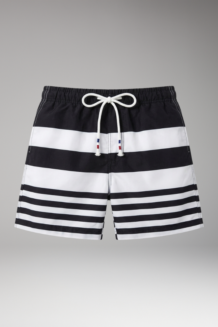 Men's Swim Trunks with Patchwork Design and Elastic Waistband