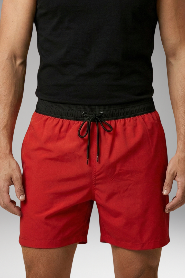 Men's Swim Trunks with Vibrant Color and Elastic Waistband