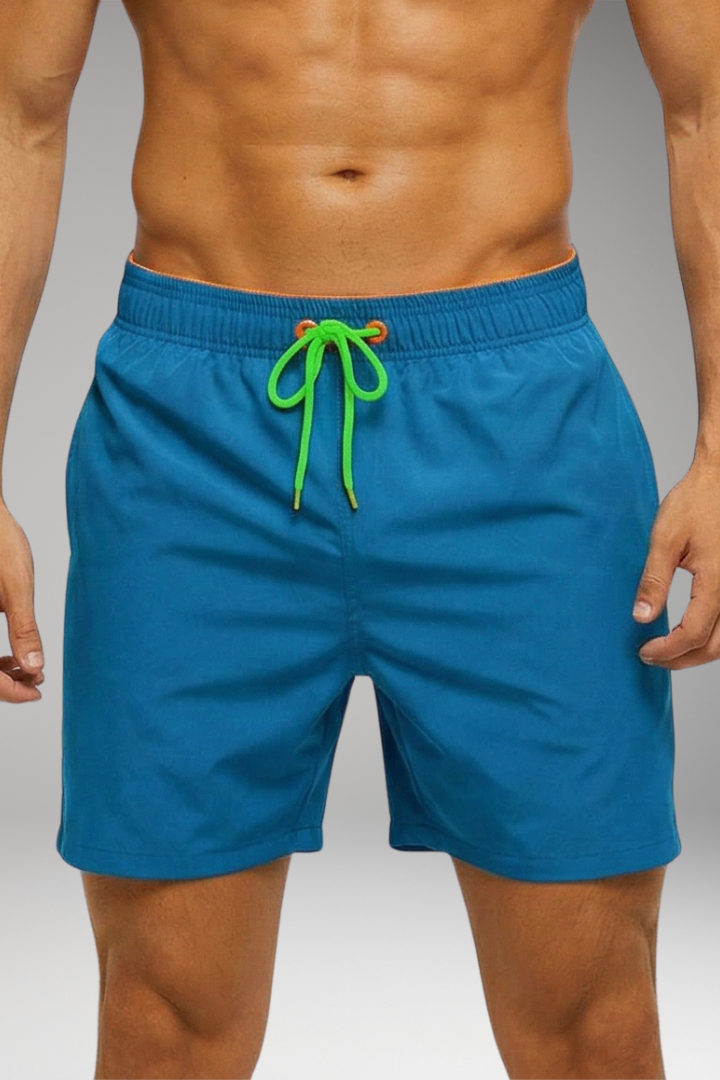 Men's Swim Trunks with Vibrant Color and Elastic Waistband