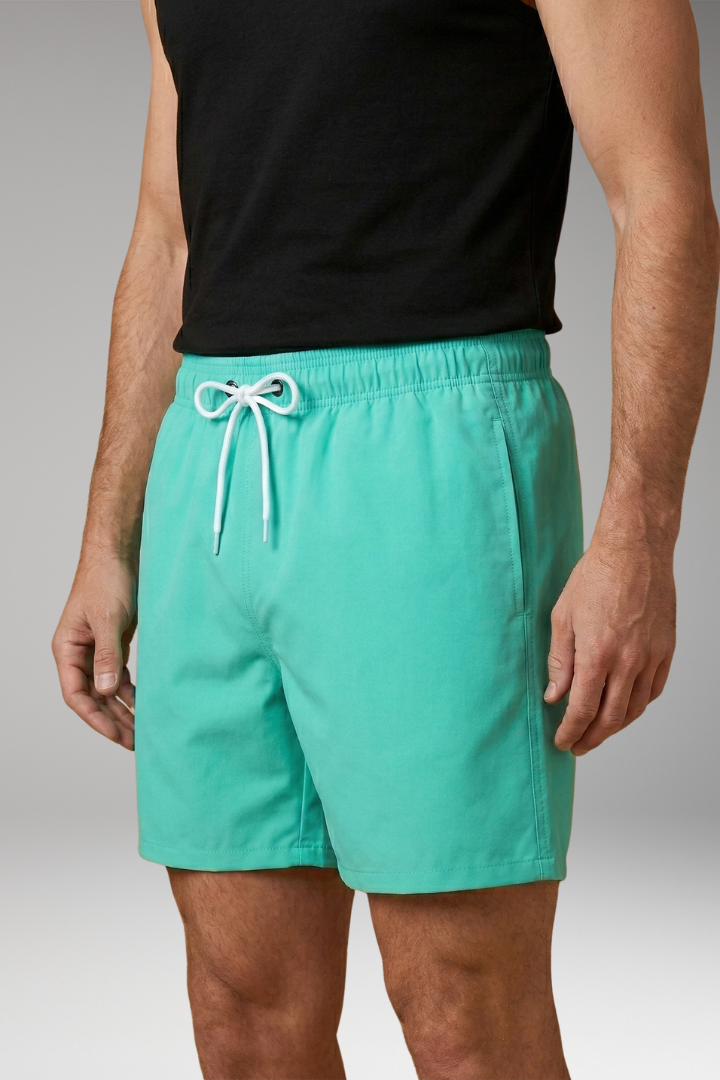 Men's Swim Trunks with Vibrant Color and Elastic Waistband