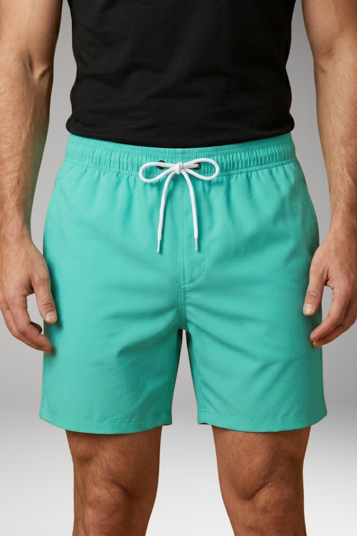 Men's Swim Trunks with Vibrant Color and Elastic Waistband