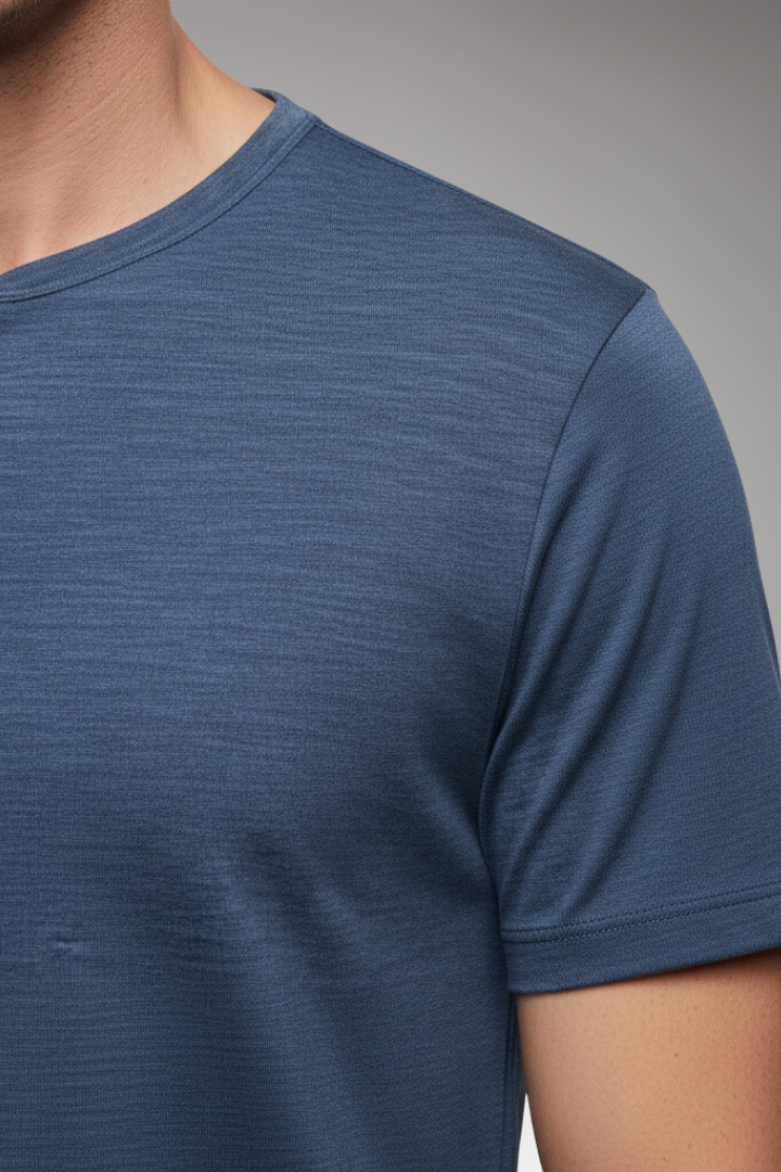 Men's T-Shirt with Button Placket and Relaxed Fit