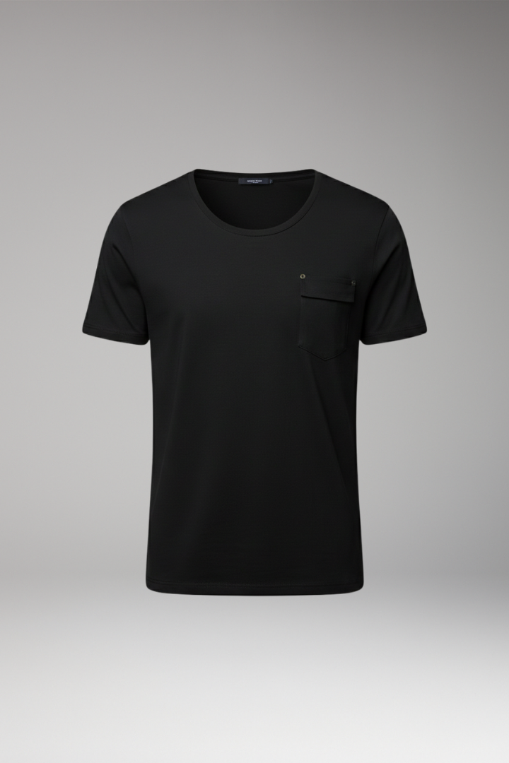 Men's T-Shirt with Chest Pocket and Round Neck
