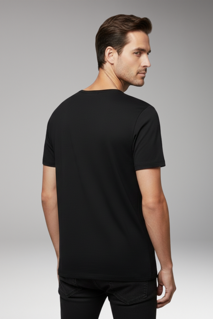 Men's T-Shirt with Chest Pocket and Round Neck