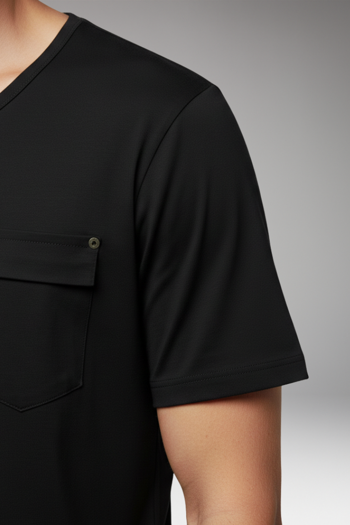 Men's T-Shirt with Chest Pocket and Round Neck