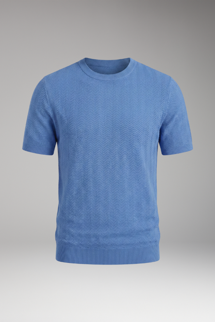 Men's T-Shirt with Crew Neck and Wave Pattern