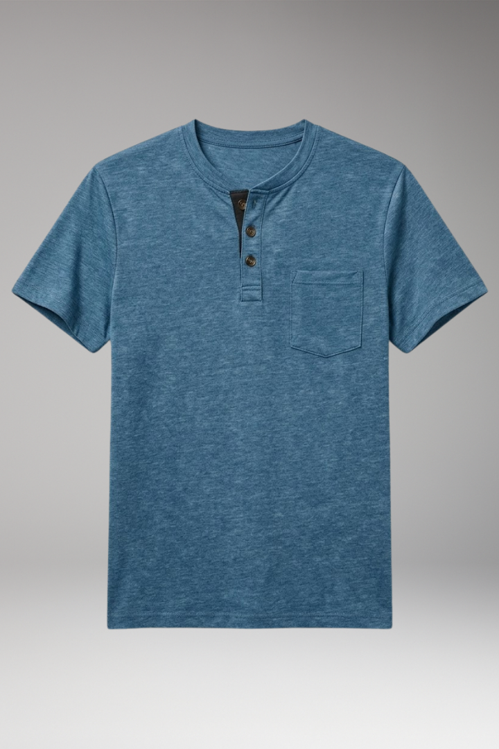 Men's T-Shirt with Structured Collar and Chest Pocket