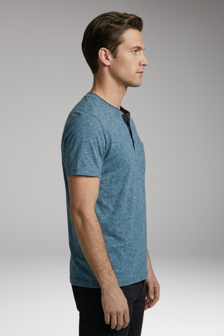 Men's T-Shirt with Structured Collar and Chest Pocket