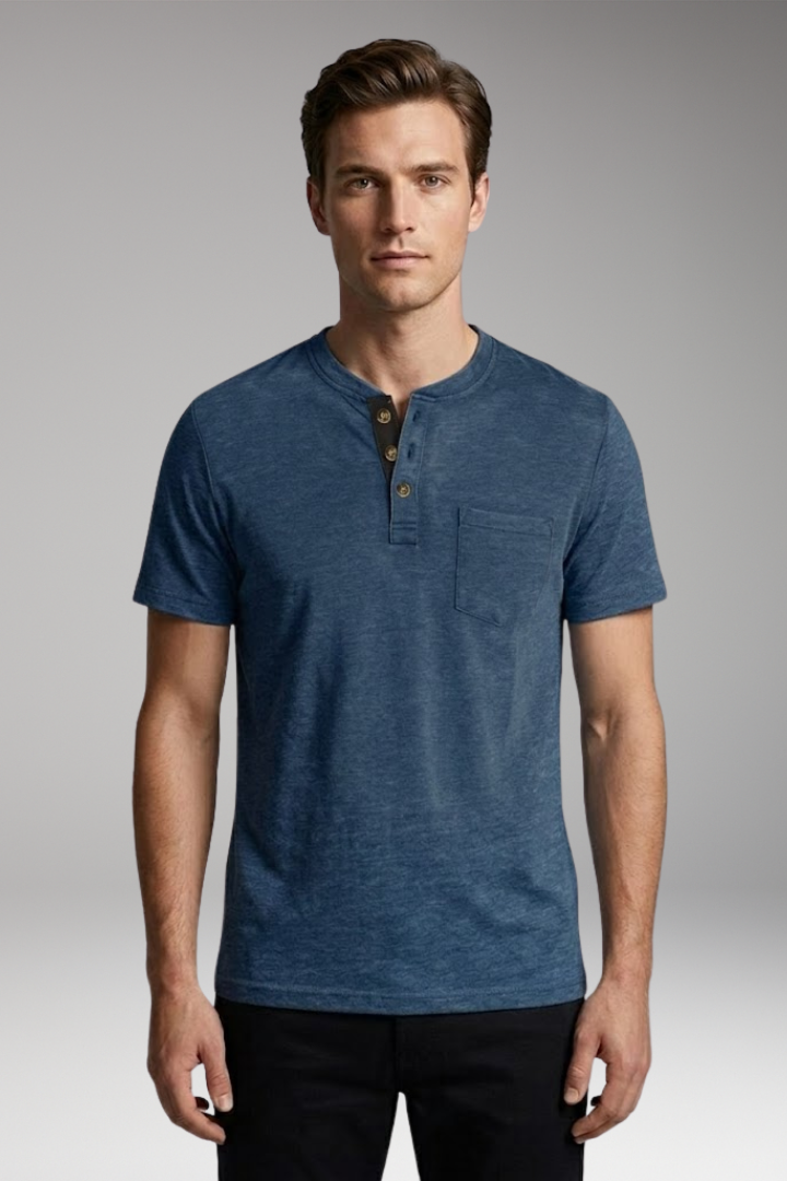 Men's T-Shirt with Structured Collar and Chest Pocket