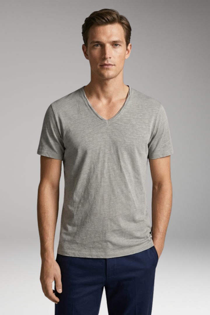 Men's T-Shirt with V-Neck and Classic Fit