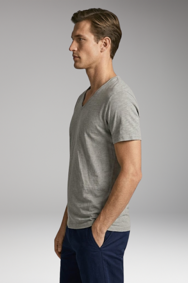 Men's T-Shirt with V-Neck and Classic Fit