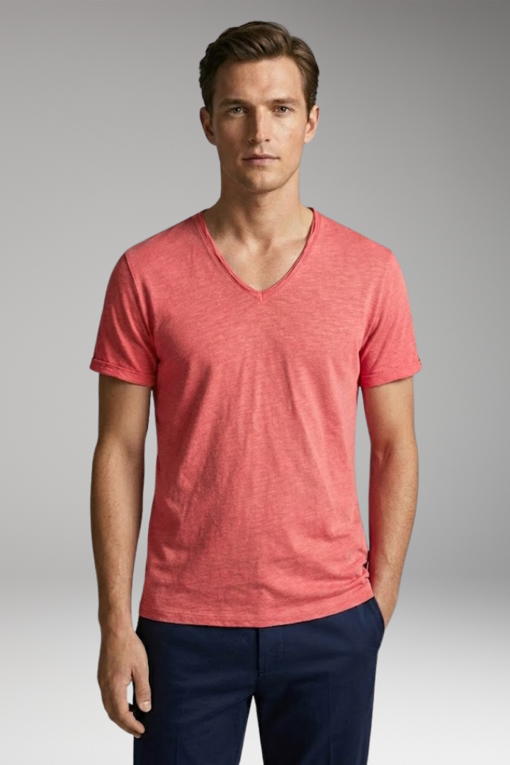 Men's T-Shirt with V-Neck and Classic Fit