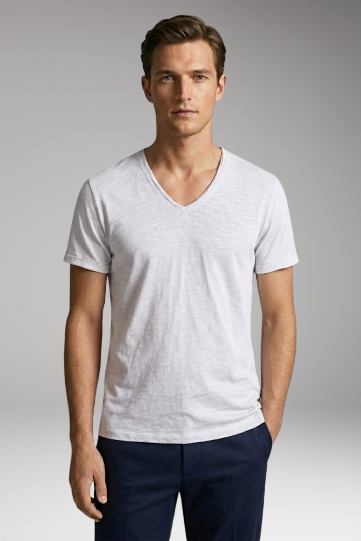 Men's T-Shirt with V-Neck and Classic Fit