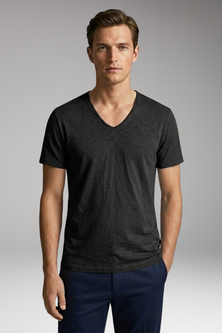 Men's T-Shirt with V-Neck and Classic Fit