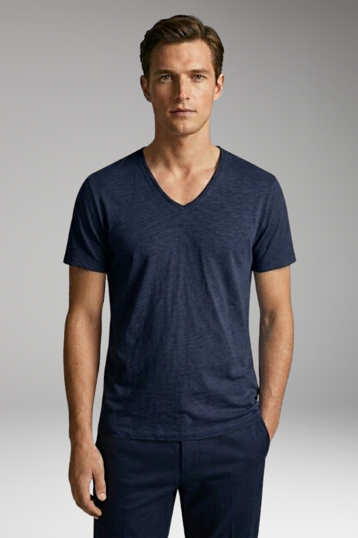 Men's T-Shirt with V-Neck and Classic Fit