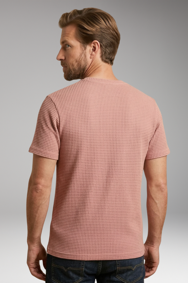 Men's T Shirt with Round Neck and Textured Surface