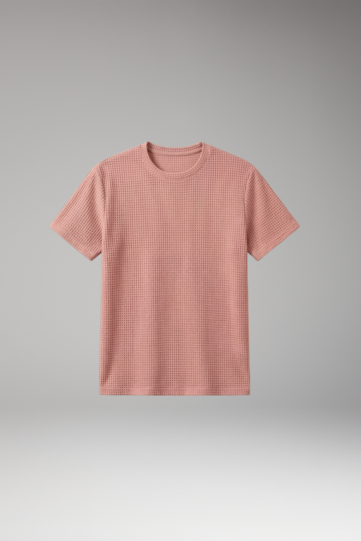 Men's T Shirt with Round Neck and Textured Surface
