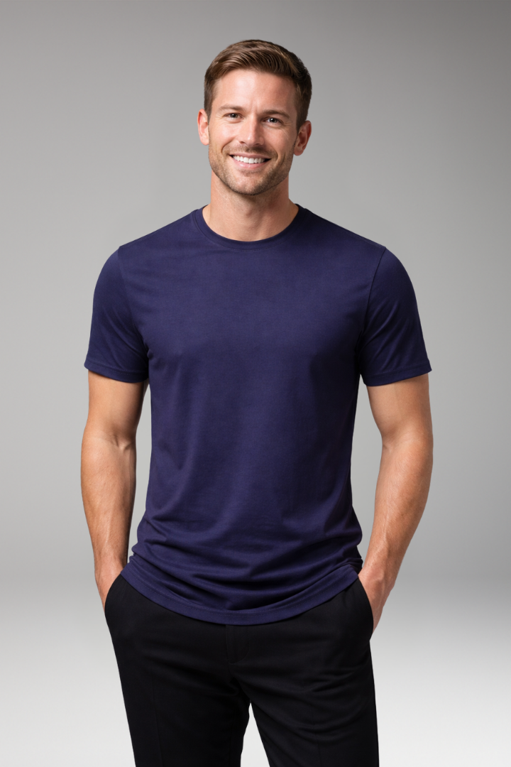 Men's T Shirt with Short Sleeves and Round Neck