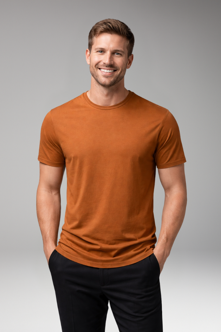 Men's T Shirt with Short Sleeves and Round Neck