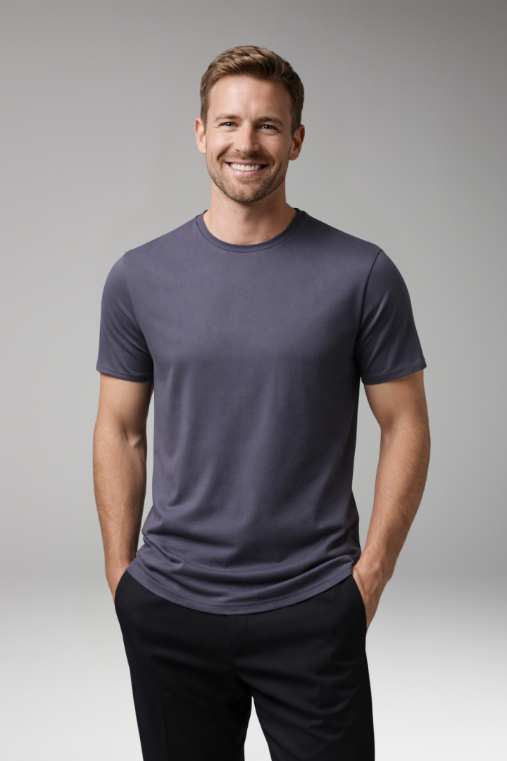 Men's T Shirt with Short Sleeves and Round Neck