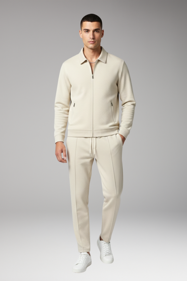 Men’s Tracksuit Set with Zip Jacket and Tapered Trousers
