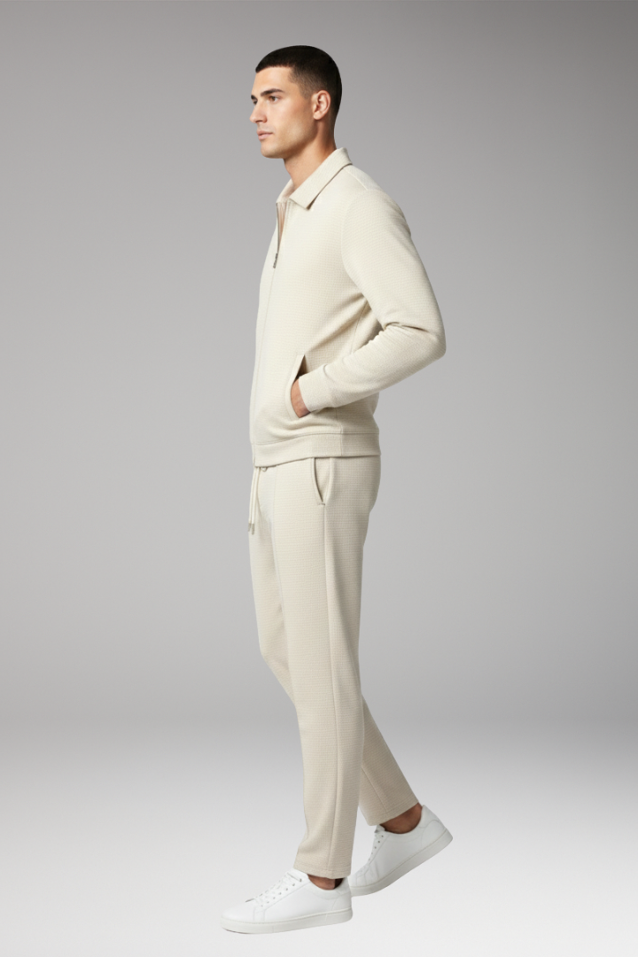 Men’s Tracksuit Set with Zip Jacket and Tapered Trousers