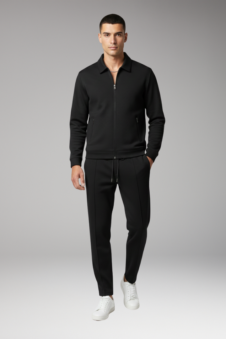 Men’s Tracksuit Set with Zip Jacket and Tapered Trousers