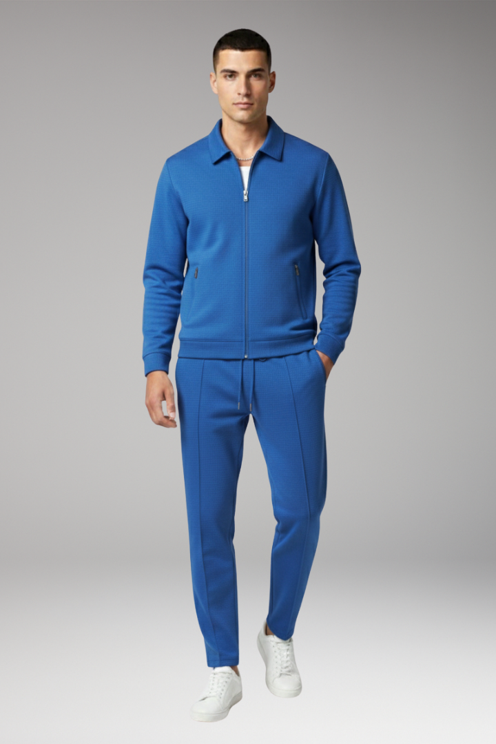 Men’s Tracksuit Set with Zip Jacket and Tapered Trousers