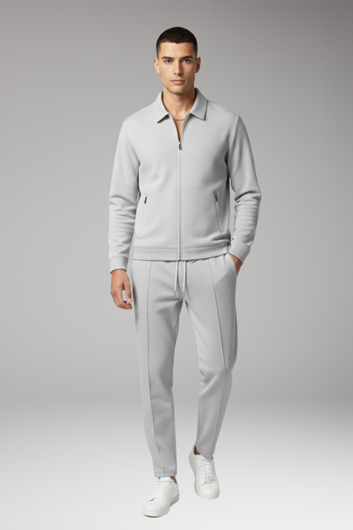 Men’s Tracksuit Set with Zip Jacket and Tapered Trousers