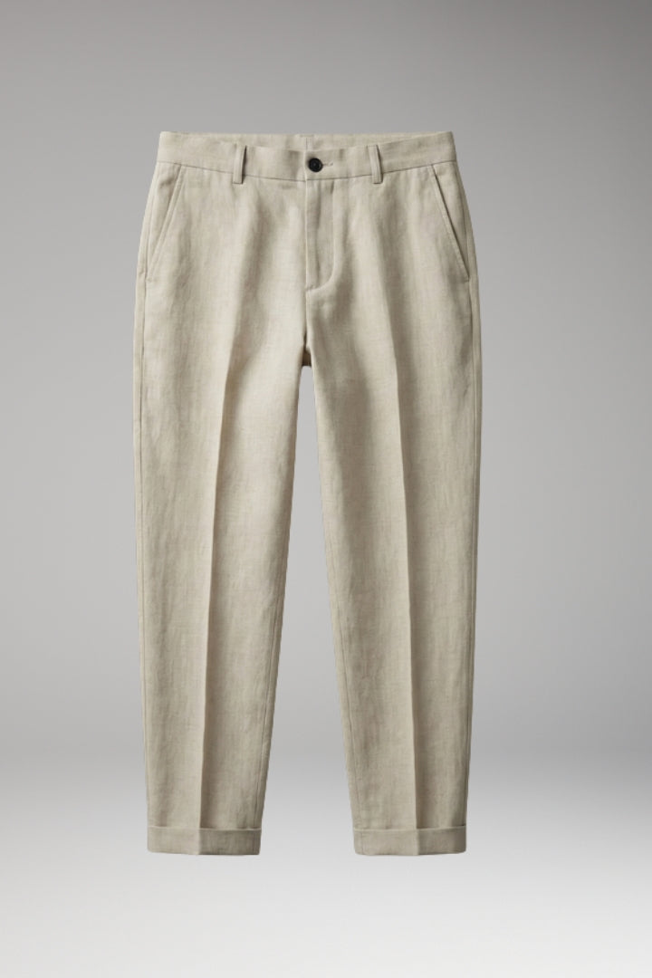 Men's Trousers with Button Fastening and Cuffed Hems