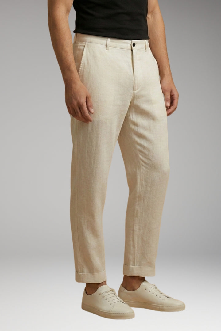 Men's Trousers with Button Fastening and Cuffed Hems