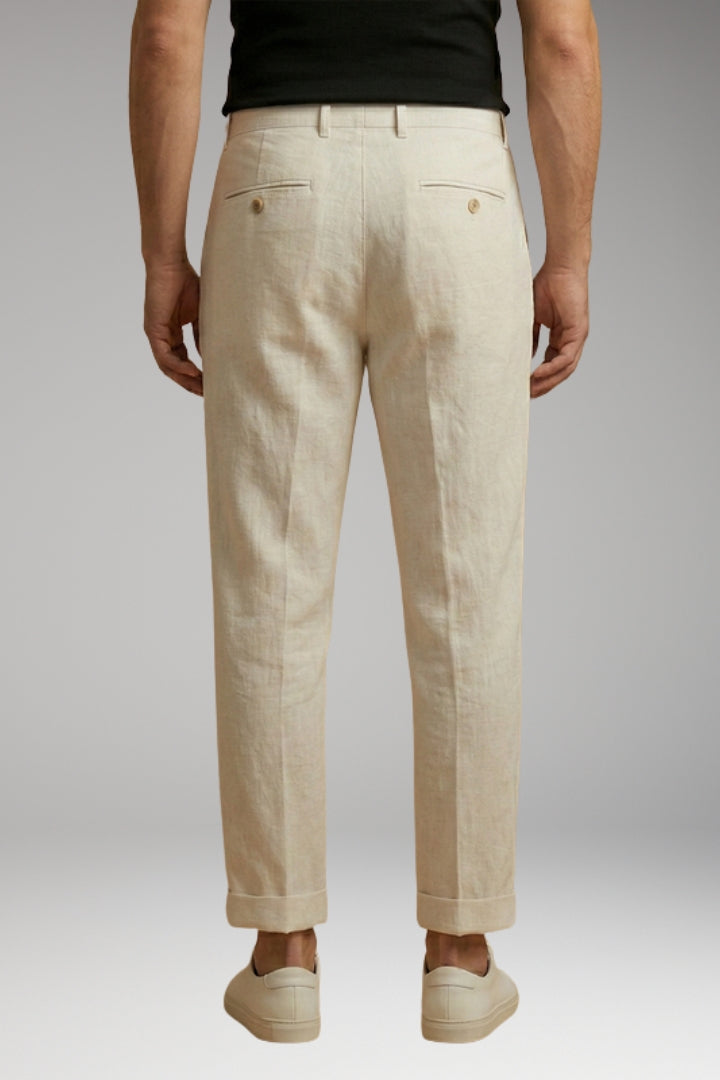 Men's Trousers with Button Fastening and Cuffed Hems