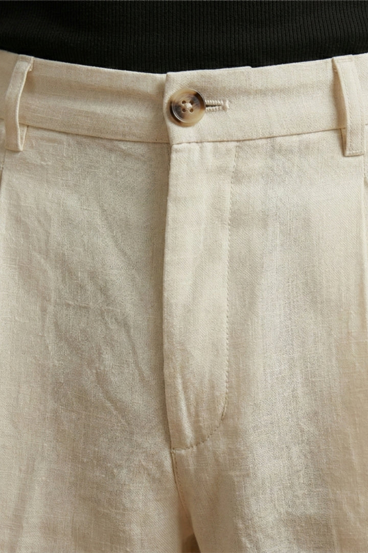 Men's Trousers with Button Fastening and Cuffed Hems