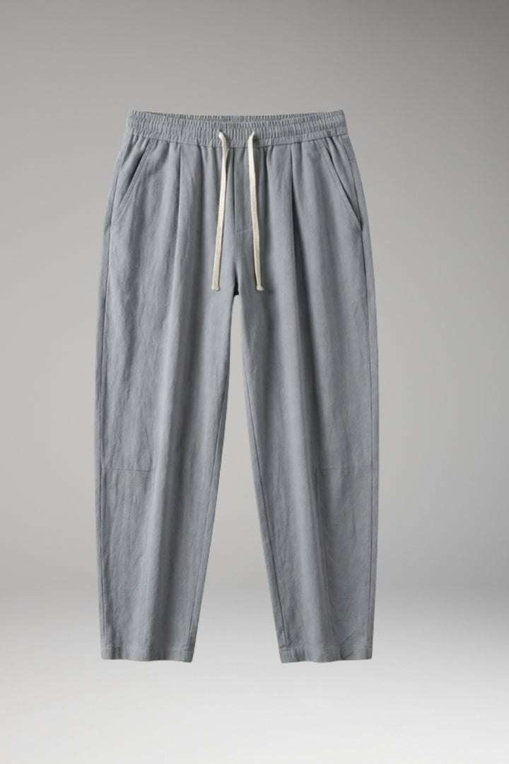 Men's Trousers with Drawstring Waistband and Cuffed Hems