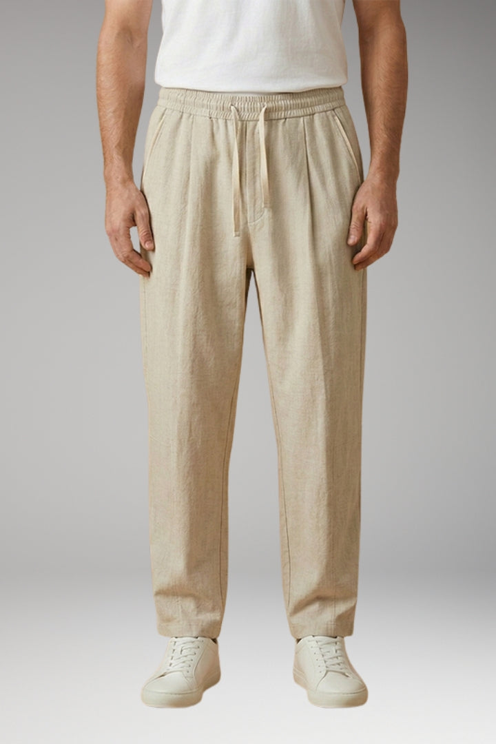 Men's Trousers with Drawstring Waistband and Cuffed Hems