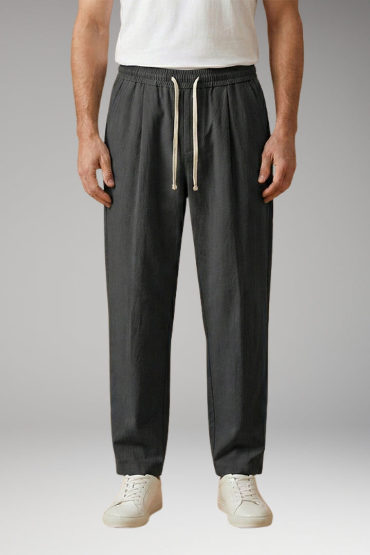 Men's Trousers with Drawstring Waistband and Cuffed Hems