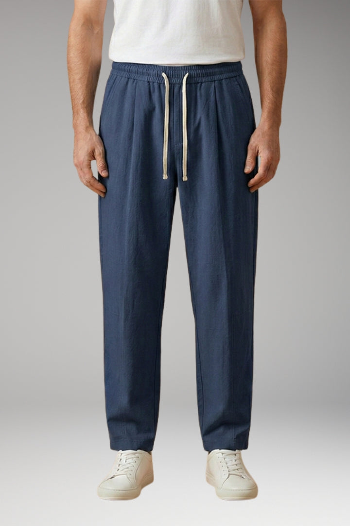 Men's Trousers with Drawstring Waistband and Cuffed Hems