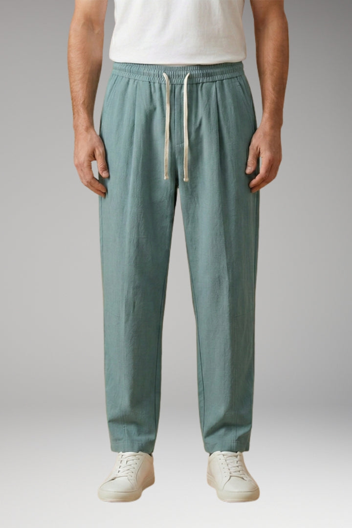 Men's Trousers with Drawstring Waistband and Cuffed Hems