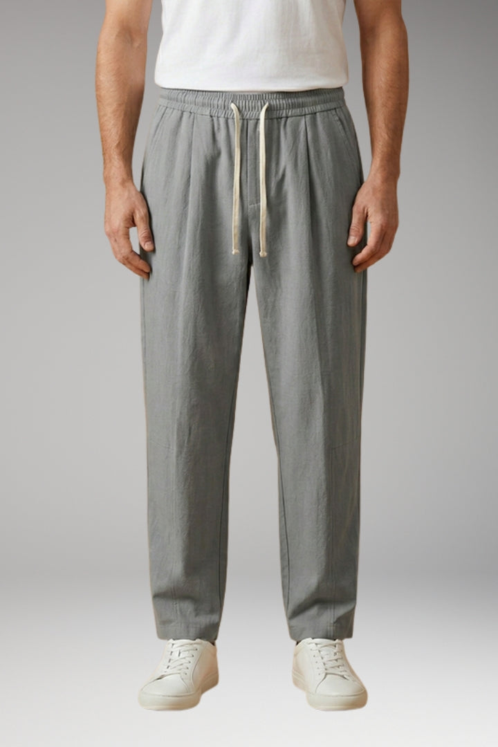 Men's Trousers with Drawstring Waistband and Cuffed Hems
