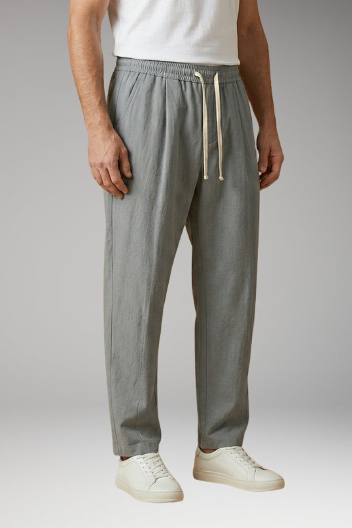 Men's Trousers with Drawstring Waistband and Cuffed Hems