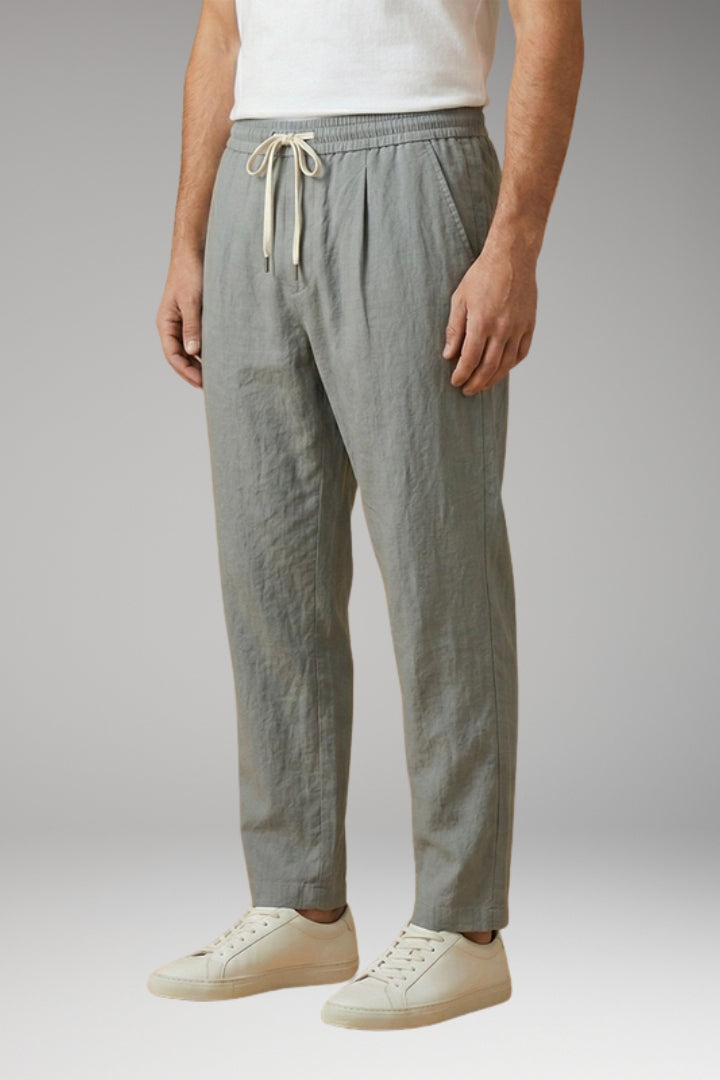 Men's Trousers with Drawstring Waistband and Cuffed Hems