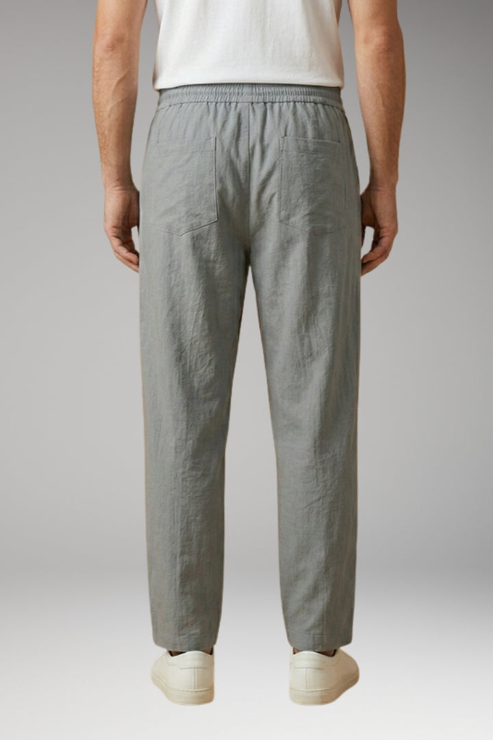 Men's Trousers with Drawstring Waistband and Cuffed Hems