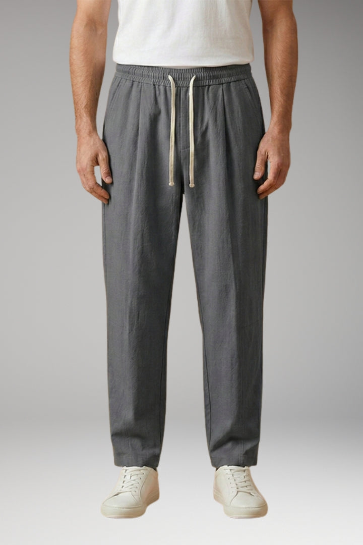 Men's Trousers with Drawstring Waistband and Cuffed Hems