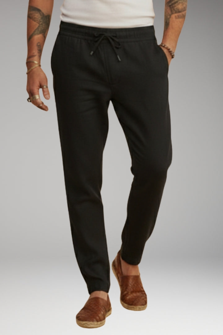 Men's Trousers with Drawstring Waistband and Tapered Fit